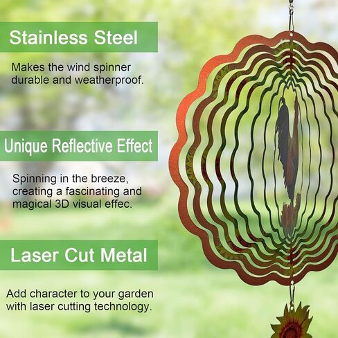 Rooster Wind Spinner,Metal Wind Spinners for Outdoor,3D Double Sided Hanging Chicken Decor for Indoor,Outdoor,Unique Gifts for Women in Saudi Arabia