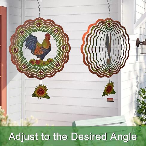 Rooster Wind Spinner,Metal Wind Spinners for Outdoor,3D Double Sided Hanging Chicken Decor for Indoor,Outdoor,Unique Gifts for Women in Saudi Arabia