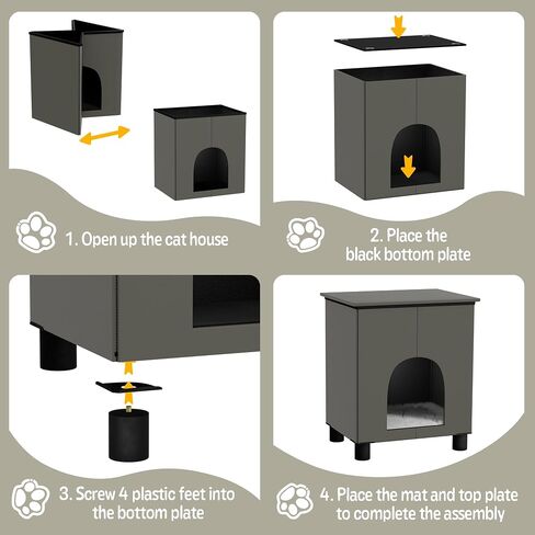 Cat House Indoor, Inside Cats Condo with Washable Plush Cushion, Large Area Cat Scratch Pad with Cat Ball Toy, Indoor Cat House & Condos for Large Cats and Puppy, Grey in Saudi Arabia