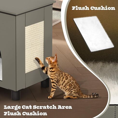 Cat House Indoor, Inside Cats Condo with Washable Plush Cushion, Large Area Cat Scratch Pad with Cat Ball Toy, Indoor Cat House & Condos for Large Cats and Puppy, Grey in Saudi Arabia