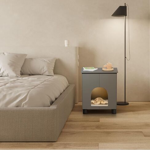 Cat House Indoor, Inside Cats Condo with Washable Plush Cushion, Large Area Cat Scratch Pad with Cat Ball Toy, Indoor Cat House & Condos for Large Cats and Puppy, Grey in Saudi Arabia