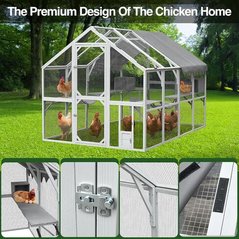 110'' Large Catio Outdoor Cat Enclosure,2 in 1 Cat Enclosure & Walk in Large Chicken Coop, Pet Cage Playpen with Weatherproof Roof, Multiple Platforms, Bouncy Bridges & Resting Houses White-1 in Saudi Arabia