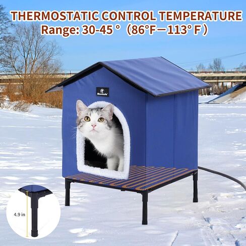 Marunda مسخن منازل القطط للقطط في الهواء الطلق في فصل الشتاء ، House Cat House المدفأة للمأوى الداخلي والكيتي ليبقى حيوانك الأليف دافئًا ودافئًا ، سهل التجميع. (أزرق فاتح ، صغير) in Kuwait