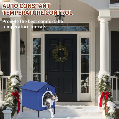 Marunda مسخن منازل القطط للقطط في الهواء الطلق في فصل الشتاء ، House Cat House المدفأة للمأوى الداخلي والكيتي ليبقى حيوانك الأليف دافئًا ودافئًا ، سهل التجميع. (أزرق فاتح ، صغير) in Kuwait