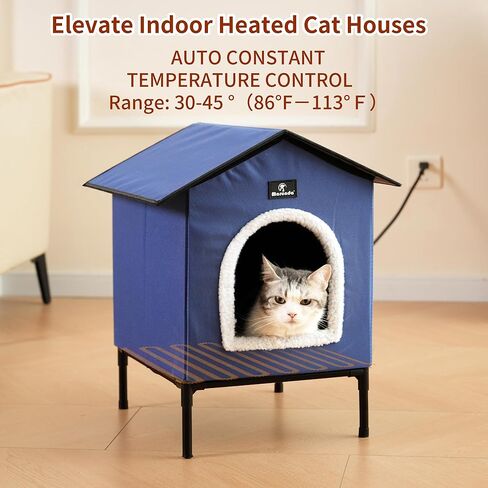 Marunda مسخن منازل القطط للقطط في الهواء الطلق في فصل الشتاء ، House Cat House المدفأة للمأوى الداخلي والكيتي ليبقى حيوانك الأليف دافئًا ودافئًا ، سهل التجميع. (أزرق فاتح ، صغير) in Kuwait
