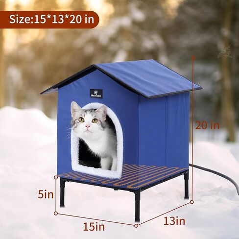 Marunda مسخن منازل القطط للقطط في الهواء الطلق في فصل الشتاء ، House Cat House المدفأة للمأوى الداخلي والكيتي ليبقى حيوانك الأليف دافئًا ودافئًا ، سهل التجميع. (أزرق فاتح ، صغير) in Kuwait