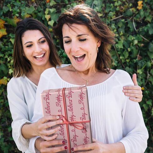 GIOLNIAY Mother's Day Wrapping Paper - Pink & Red Happy Mother's Day Design for Mom Birthday Gift Wrap - 28 x 40 Inches, 4 Folded Sheets, Easy to Store in Kuwait