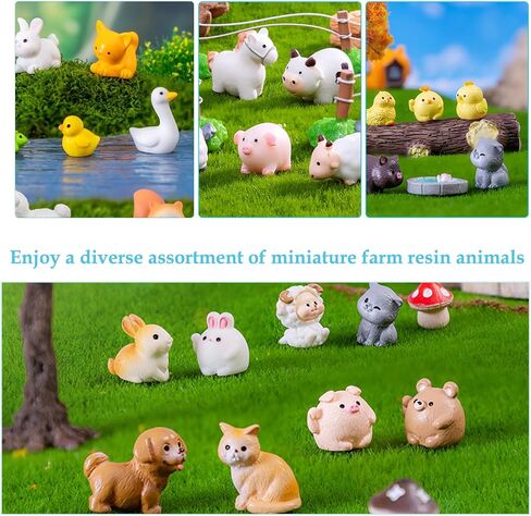 45Pcs Mini Resin Farm Animals, Tiny Resin Animals to Hide,Miniature Farm Figurines Animal Bulk for Dollhouse Decor Accessories Garden Landscape Aquarium Potted Party Toys DIY Office Classroom Activity in Saudi Arabia