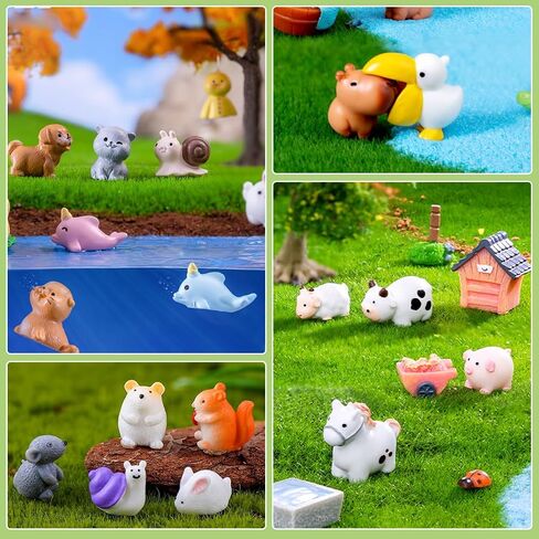 45Pcs Mini Resin Farm Animals, Tiny Resin Animals to Hide,Miniature Farm Figurines Animal Bulk for Dollhouse Decor Accessories Garden Landscape Aquarium Potted Party Toys DIY Office Classroom Activity in Saudi Arabia