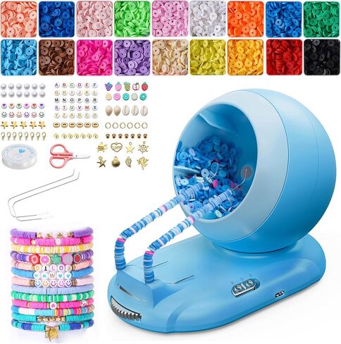 ETUDAW Clay Bead Spinner for Jewelry Making, Rechargeable Cordless Electric Bead Spinner, 4500PCS Clay Bead Bracelet Making Kit with Dual Needles and Adjustable Speed for Holidays, Birthdays in Saudi Arabia