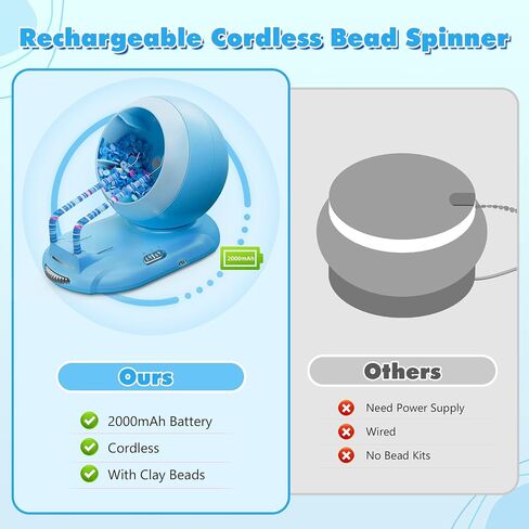 ETUDAW Clay Bead Spinner for Jewelry Making, Rechargeable Cordless Electric Bead Spinner, 4500PCS Clay Bead Bracelet Making Kit with Dual Needles and Adjustable Speed for Holidays, Birthdays in Saudi Arabia