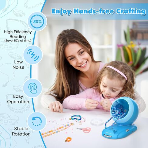 ETUDAW Clay Bead Spinner for Jewelry Making, Rechargeable Cordless Electric Bead Spinner, 4500PCS Clay Bead Bracelet Making Kit with Dual Needles and Adjustable Speed for Holidays, Birthdays in Saudi Arabia