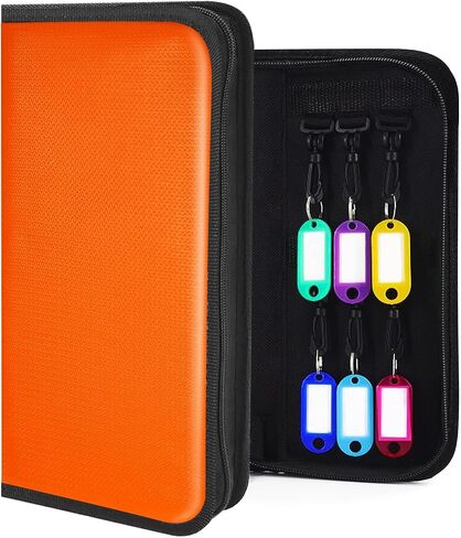 Portable Zippered Key Case with Handle，Fireproof & Waterproof Key Organizer with 54 Hooks and Tags Key Storage，Key Box Organizer for Estate Sales, Hotel Executives, Landlord, Car Rental in Saudi Arabia