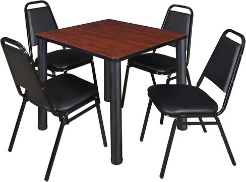 ريجنسي كي 30 "طاولة غرفة استراحة مربعة و 4 كراسي مكدس مطعم ، القيقب/الأسود in Kuwait