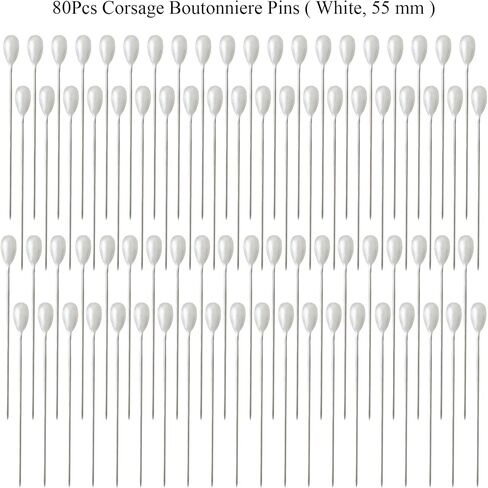 80Pcs Corsage Boutonniere Pins, Black Wedding Bouquet Pins Teardrop Pearl Corsage Pins 2.2-inch Boutonniere Flower Pin Straight Floral Pin for Wedding Bouquet Flower Decor Sewing Craft, SATONBEYI in Saudi Arabia
