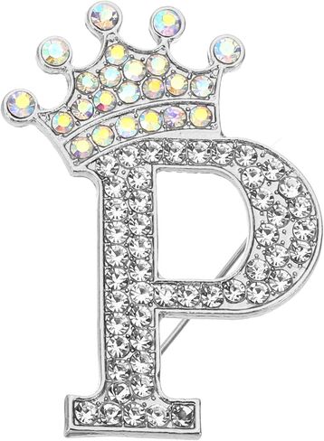 PATIKIL Letter Brooch Pins, Crown Initial Rhinestone Alphabet Letter Lapel Badges Pin for Women Suits in Saudi Arabia