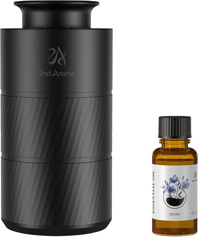 ناشر معطر السيارة العطري الثاني، موزع روائح السيارة بدون ماء من الألومنيوم للزيوت العطرية، جهاز علاج عطري ذكي محمول قابل للشحن عبر USB سعة 20 مل مع 3 توقيت و3 مستويات رذاذ لمكتب غرفة السيارة in Saudi Arabia