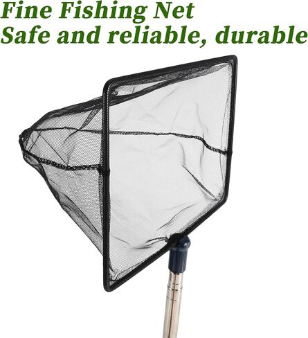 Fish Tank Net, Fine Mesh Aquarium Fish Net, Long Handle Fish Net, Stainless Steel Extendable Handle, Square Aquarium Cleaning Net for Aquarium Accessories in Kuwait