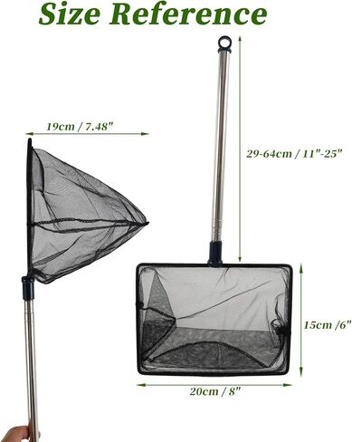 Fish Tank Net, Fine Mesh Aquarium Fish Net, Long Handle Fish Net, Stainless Steel Extendable Handle, Square Aquarium Cleaning Net for Aquarium Accessories in Kuwait
