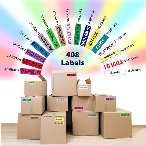 Kenco Color Coded Moving Labels - Full Box Pack - Includes Fragile Moving Supplies Packing Stickers (Room Pack) in Saudi Arabia