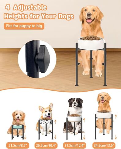 Elevated Dog Bowls, Adjustable 4 Heights Dog Bowl Stand Holders, Width 6-10" Raised Water Feeder for Puppy, Medium,Large(4 Feet, Stand Only) in Kuwait