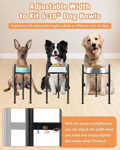Elevated Dog Bowls, Adjustable 4 Heights Dog Bowl Stand Holders, Width 6-10" Raised Water Feeder for Puppy, Medium,Large(4 Feet, Stand Only) in Kuwait