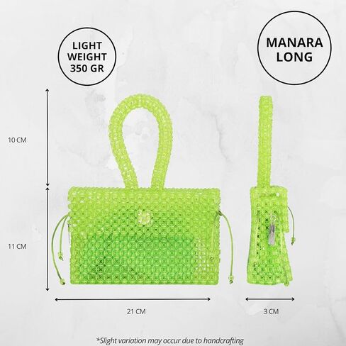 Manara Long Handmade Middle Eastern Women's Handbag/Purse - Light Weight Acrylic - Flashing Colors - Stylish (black) in Saudi Arabia