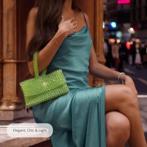 Manara Long Handmade Middle Eastern Women's Handbag/Purse - Light Weight Acrylic - Flashing Colors - Stylish (black) in Saudi Arabia