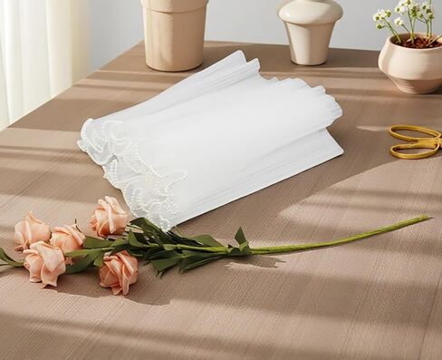4.37 Yards White Bouquet Wrapping Paper Flower Wrapping Mesh Paper for Mother's Day Valentine's Day in Kuwait
