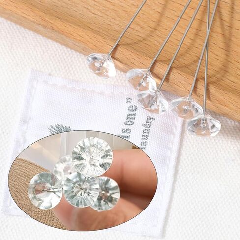 100 Pcs Corsage Bouquet Pins 1.5 Inch Corsage Boutonniere Pins Crystal Rhinestones Pin Clear Flower Pins Straight Needle for Bouquets,Wedding Bride Hair Decorations Jewelry DIY Decoration in Saudi Arabia