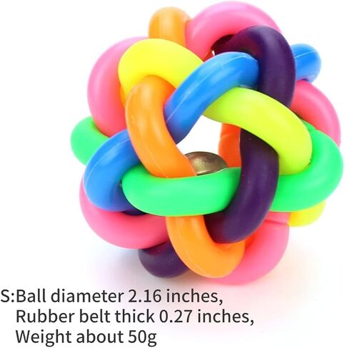 2 Pieces Parrot Colorful Bell Ball Parrot and Bird Toy Ball Bell Toy Rubber Ball for Bird Grinding Teeth Chewing Ball Beak Jingle Mynah Budgerigar (Small) in Kuwait