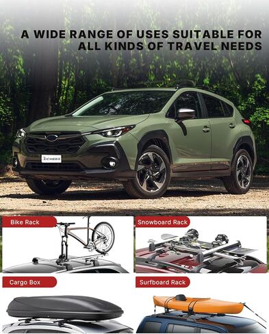 قضبان متقاطعة لرف السقف من Richeer متوافقة مع 2018-2023 Crosstrek / 2017-2023 Impreza مع قضبان جانبية، شريط متقاطع من الألومنيوم لرفوف البضائع على السطح، زورق الأمتعة، حقيبة سقف دراجة الكاياك in Kuwait