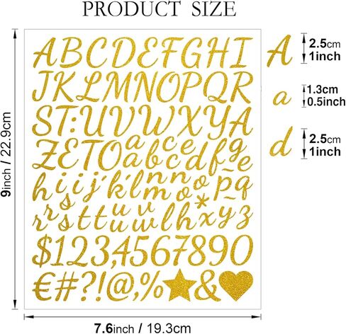 1152Pcs 12 Sheets Self Adhesive Glitter Alphabet Letter Stickers Small Alphabet Number Vinyl Letters Stickers for Scrapbooking DIY Crafts Graduation Cap Notebook Classroom Decor (Gold) in Kuwait