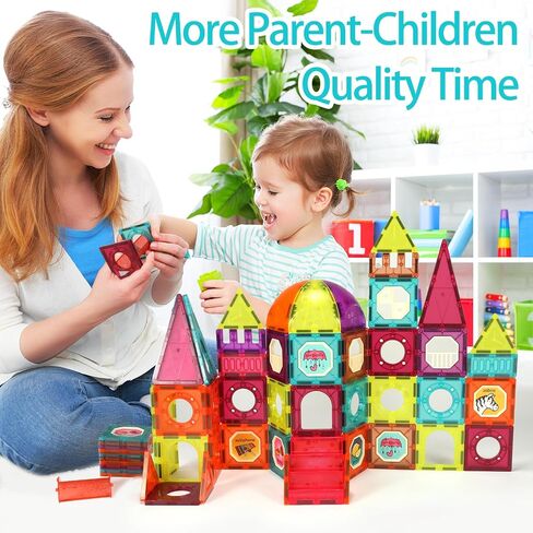 Magnetic Tiles,2.95 inch Large Magnetic Blocks Sensory Toys for Toddler 4-8,120Pcs Magnet Building Blocks Montessori Kids Toys for Ages 5-7,Construction Toys Gift for Boys Girls 3 6 9+ Year Old in Saudi Arabia