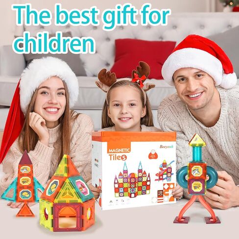 Magnetic Tiles,2.95 inch Large Magnetic Blocks Sensory Toys for Toddler 4-8,120Pcs Magnet Building Blocks Montessori Kids Toys for Ages 5-7,Construction Toys Gift for Boys Girls 3 6 9+ Year Old in Saudi Arabia