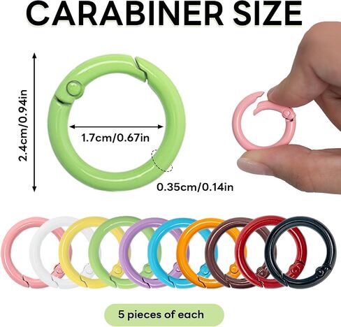 50 Pcs 1 Inch Metal Spring O Rings Round Carabiner Ring Clip,Round Snap Clip for DIY Accessories Craft Making in Saudi Arabia
