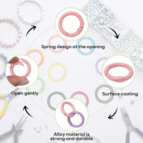 50 Pcs 1 Inch Metal Spring O Rings Round Carabiner Ring Clip,Round Snap Clip for DIY Accessories Craft Making in Saudi Arabia