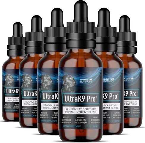 Ultrak9 Pro Drops-ملحق All-in-واحد للكلاب ، مكملات الكلاب الطبيعية بنسبة 100 ٪ مع 9 مغذيات لدعم المفصل ، الهضم ، الجلد ، Coat Care | 2oz ، 60 مل ، 1 شهر العرض in Kuwait
