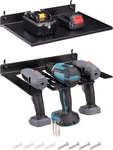 Navaris Drill Holder for Pegboard or Wall - Tool Organizer Storage Accessories - Wall Mount Rack for Pegboards, Garage Walls, Power Tools in Saudi Arabia