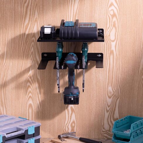 Navaris Drill Holder for Pegboard or Wall - Tool Organizer Storage Accessories - Wall Mount Rack for Pegboards, Garage Walls, Power Tools in Saudi Arabia