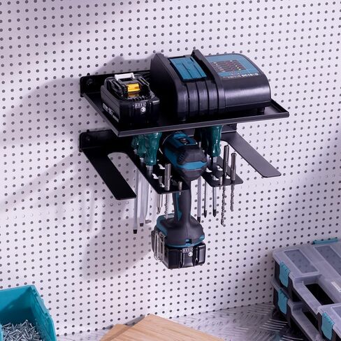 Navaris Drill Holder for Pegboard or Wall - Tool Organizer Storage Accessories - Wall Mount Rack for Pegboards, Garage Walls, Power Tools in Saudi Arabia