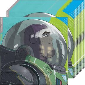 Lightyear Luncheon Napkins ، 6.5 "(16 pack) - أساسيات الحفلات ذات الجودة المتميزة للأطفال ، والتي تتميز بالشخصية الشهيرة Buzz Lightyear
