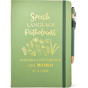 Speech Pathology Gifts Women, SLP Gift Journal Sage Green 200 Pages Notebook A5 Lined with Pen, Speech Therapy Gifts, SLP Appreciation Gift for Speech Language Pathologist Birthday Retirement Holiday