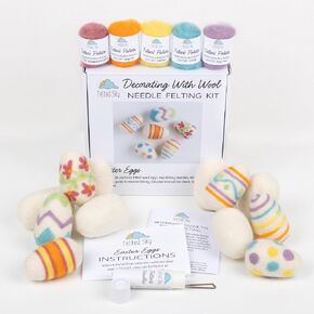 Felted Sky Easter Eggs Needle Felting Kit Learn How to Felt | Beginner Friendly for Adults and Teens | Includes Everything to Create 6 Spring Eggs | Has Video Instructions