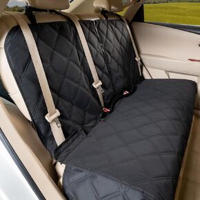 Soft-feeling Dog Car Bench Seat Cover, Waterproof Pet Rear Seat Protector Compatible for RAV4/CR-V/Trax/Rogue/CX-5/Tucson/Crosstrek/Sportage/Forester Access to Middle Seat Belt and Armrest (Black)