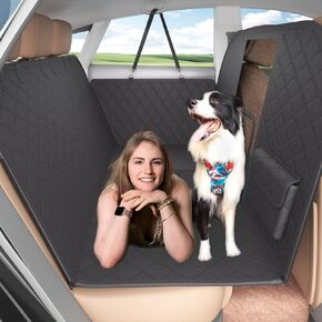 Back Seat Extender for Dogs with Escape-Proof Dog Car Barrier, Upgrated Firm Frame Dog Seat Cover for Back Seat Hard Bottom Holds 400lbs, WaterproofDog Travel Bed Backseat Cover for Car&SUV in Saudi Arabia