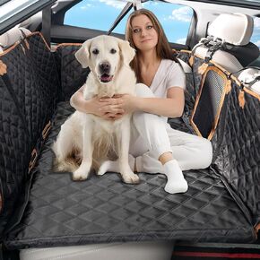NEVERLAND Back Seat Extender for Dogs - Waterproof Dog Car Seat Cover for Back Seat with Hard Bottom Holds 400 lbs, Upgrade 2-in-1 Design Dog Hammock for Car & SUV and Trucks, Easy to Use and Clean