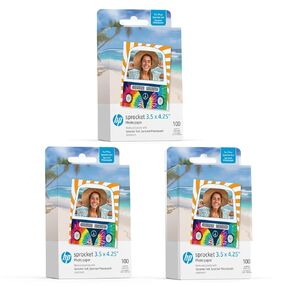 HP Sprocketing 3.5 × 4.25 "ورق صور Zink المدعوم من Zink (300 حزمة) متوافق مع HP Sprocket