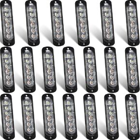 Tallew 20 Pack LED Emergency Strobe Lights 6 LED Amber White Surface Mount Flashing Lights Warning Emergency Flashing