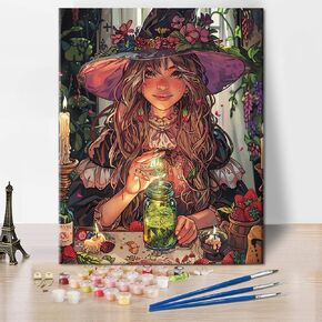 Tumovo Book Paint حسب عدد الأزهار المبتدئين البالغين النباتات الاستوائية Canvas طقم الطلاء الزيت Digital Library Library Library Wall Decoration 16x20inch بدون إطار